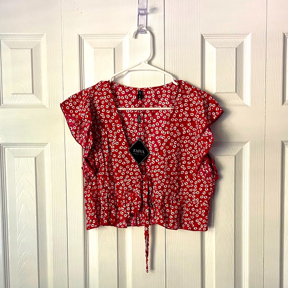 Red Floral Crop-top